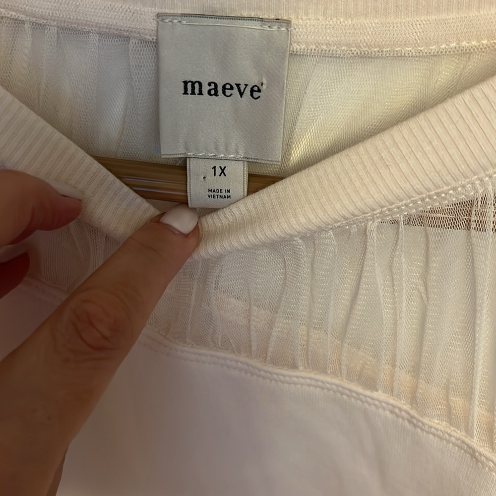 Maeve Anthropologie Long-Sleeve Off-The-Shoulder Sheer Top - Picture 9 of 16